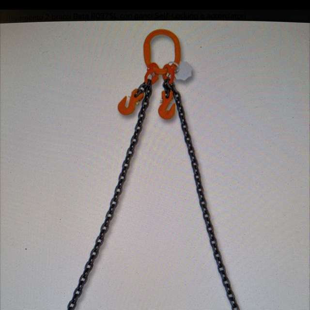 15000605 Tirante di catena, due bracci diametro 10, 2 m completo di ganci ed accorciato