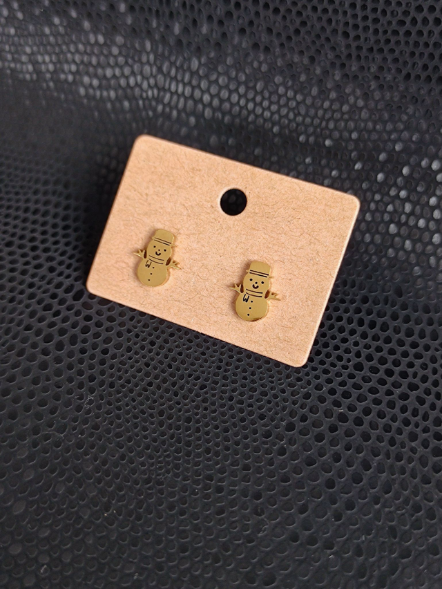 Edelstahl Ohrstecker | Schneemann | Gold