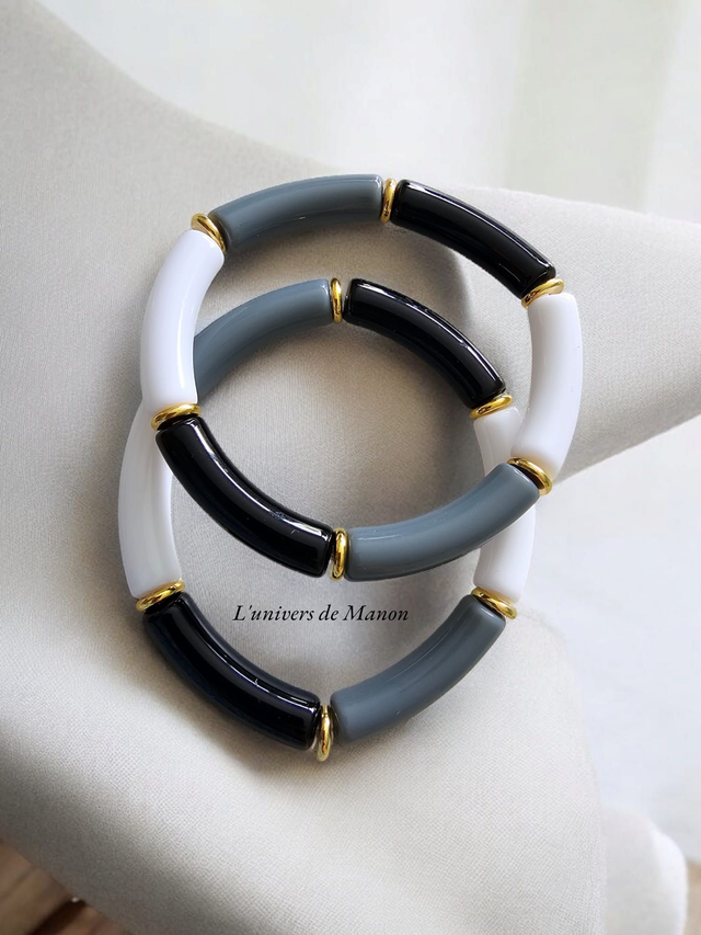 Bracelet tube coloré perles en résine 