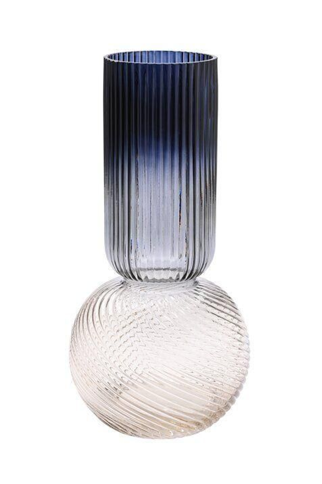 Jacquard, Vase, runder Boden, schmaler Hals, Farbverlauf, H30cm, grau/lila/sandstone, gs