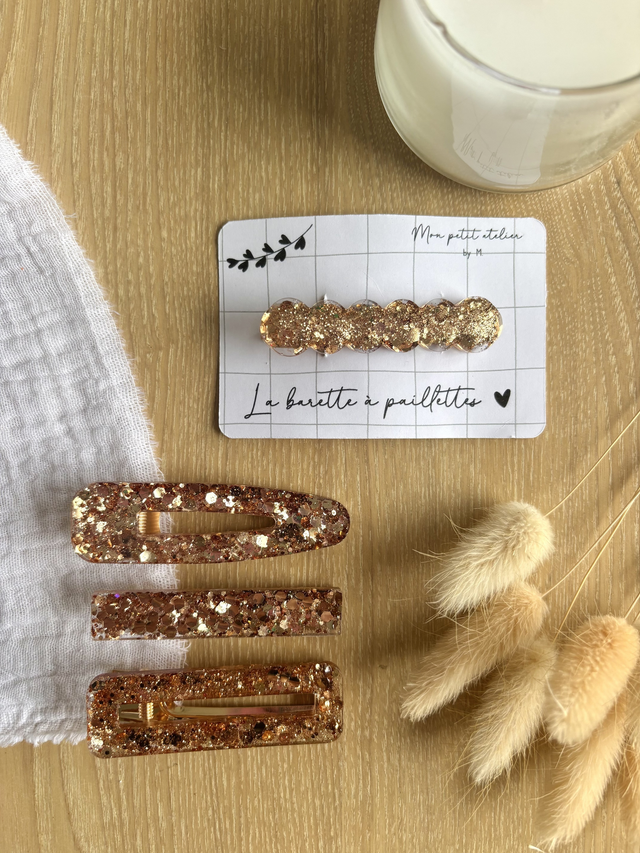 La barette à paillettes - Doré foncé