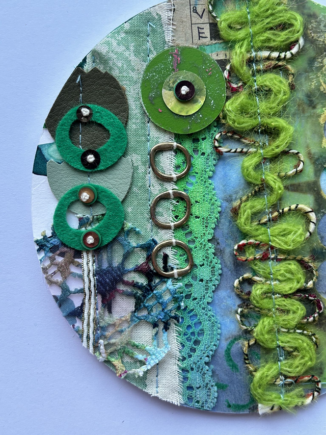 Square Paper + Stitch Collage - Green