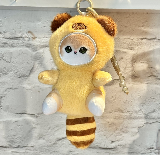 Lovely Mofusand Cat inspired plush pendant keychain in brown bear design so cute!