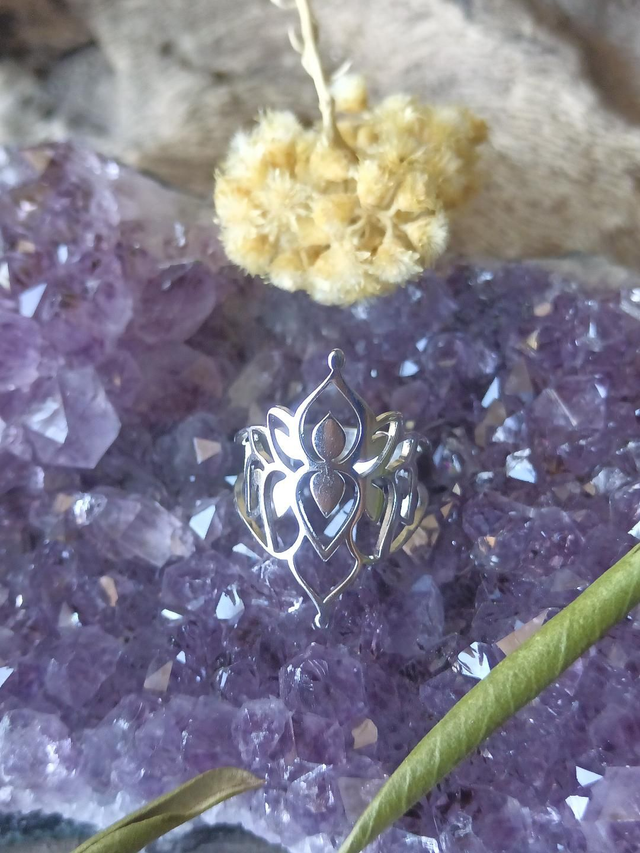 Bague Ajustable LOTUS en Acier Inoxydable Argenté