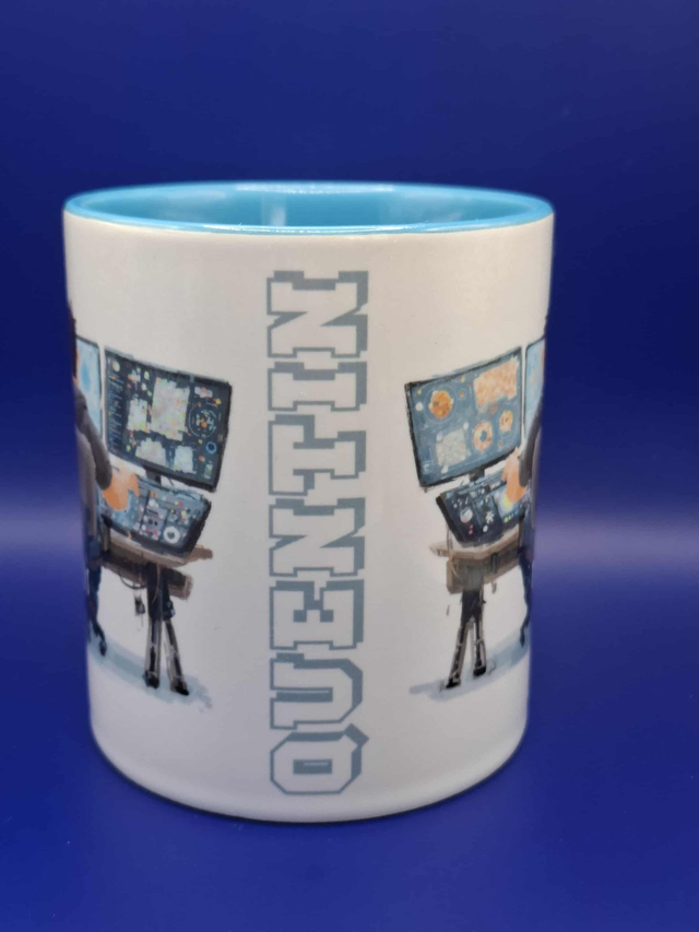 Mug bleu personnalisable