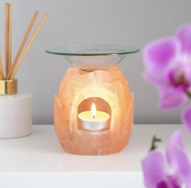 Lotus Flower shaped Himalayan Salt Wax/Oil Burner 