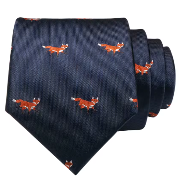 Krawatte Fuchsmotiv blau