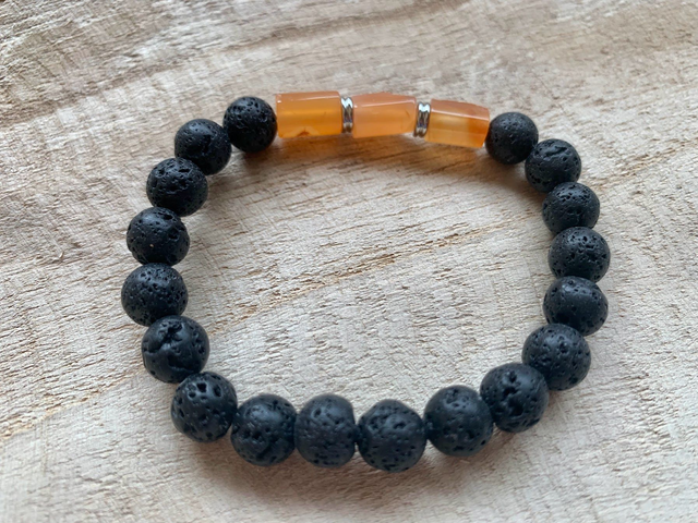 Bracelet Pierre de Lave et Agate Rouge Cornaline - Perles de 8mm