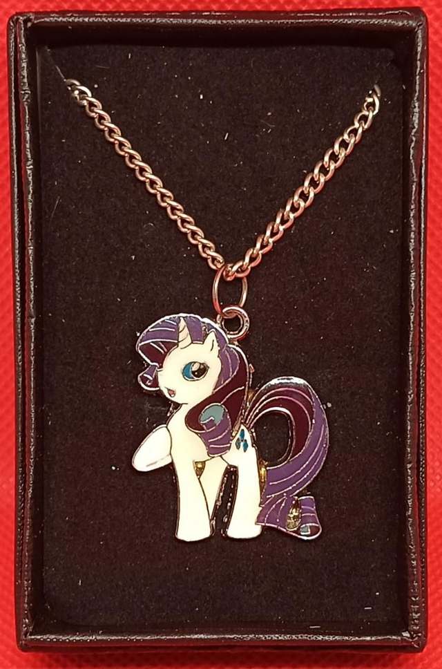 Enamel My Little Pony Rarity Pendant Necklace.