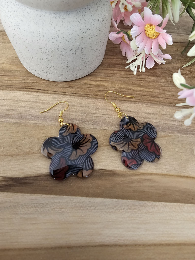 🗿MIA-&quot;Éclat Wax Rouge&quot; – bijoux en Résine avec motif Africain🗿