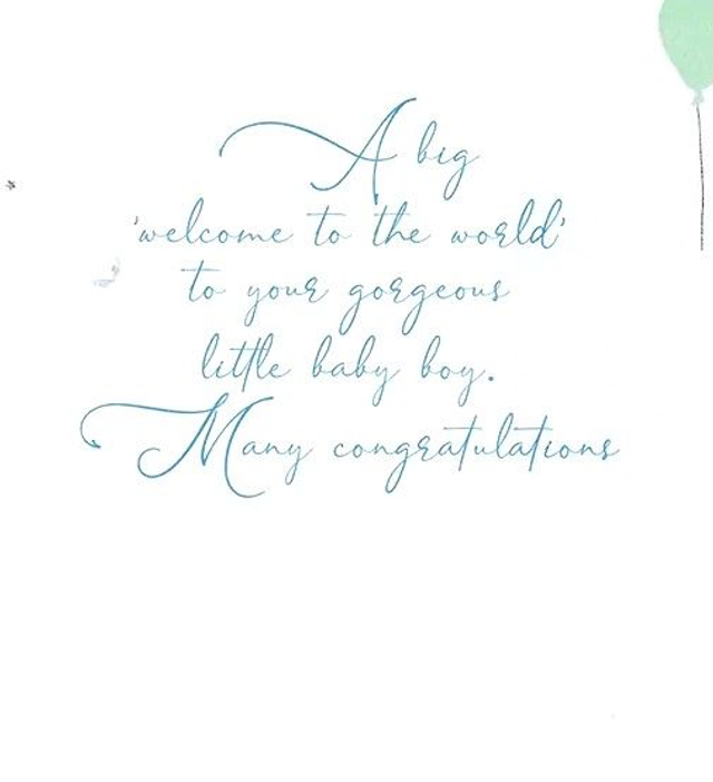 Boy Birth Baby Card Congratulations On Your Animals & Balloons Card.