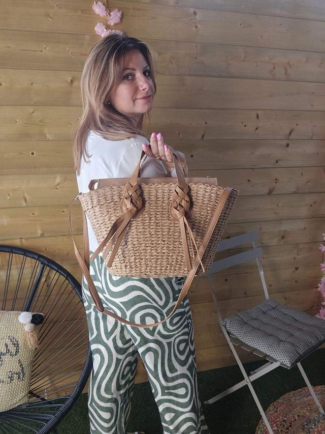 Panier paille avec anse bandoulière