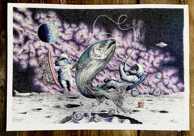 Astronauts fishing colour 