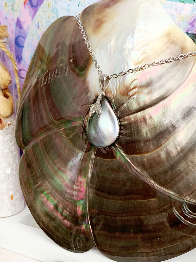 Mabé Tahiti - Pendentif argent 925 et véritable Mabé de Tahiti