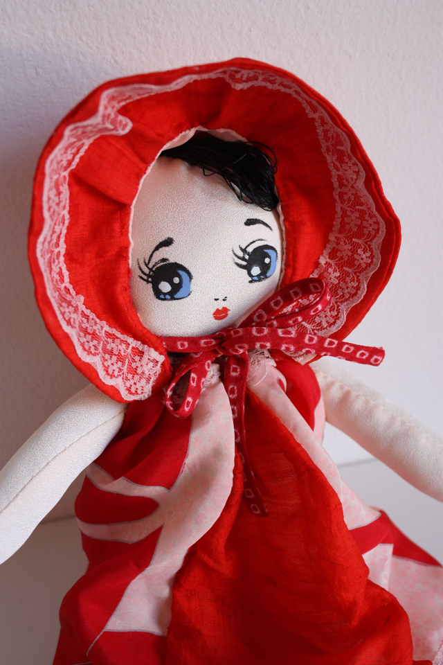Home Deco Girl Made of Vintage Kimono Fabric, Kawaii Display, Ornament