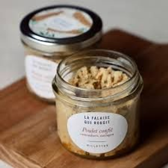 Rillettes poulet confit camembert et estragon 90g Falais qui rougit