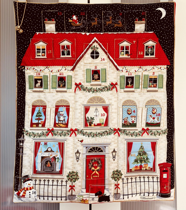 Beautiful House Christmas Fabric Advent Calendar with free personalised name tag