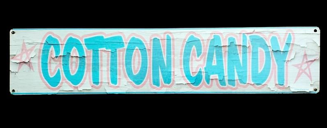 Plaque métal Tôle épaisse grand format / Cotton candy/ aspect vintage/ occasion T.B.E