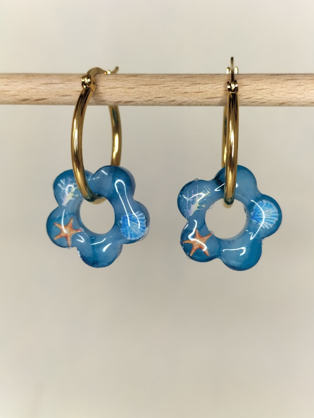 Créoles et pampilles fleurs &quot;Océan&quot;