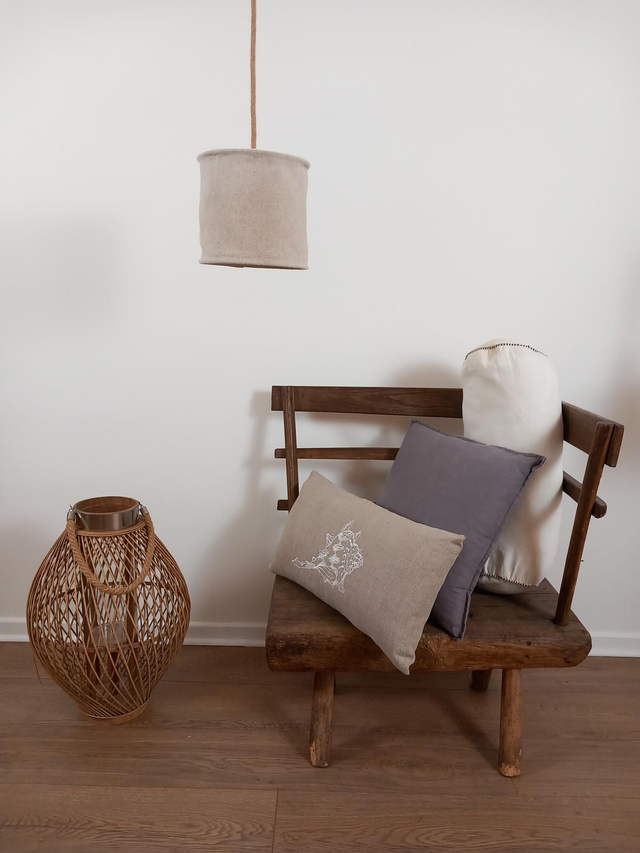 Abat-jour suspension en chanvre naturel uni (Ø20 cm)