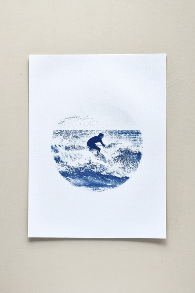Affiche cyanotype photo de surf - Vague après vague, Cap Fréhel