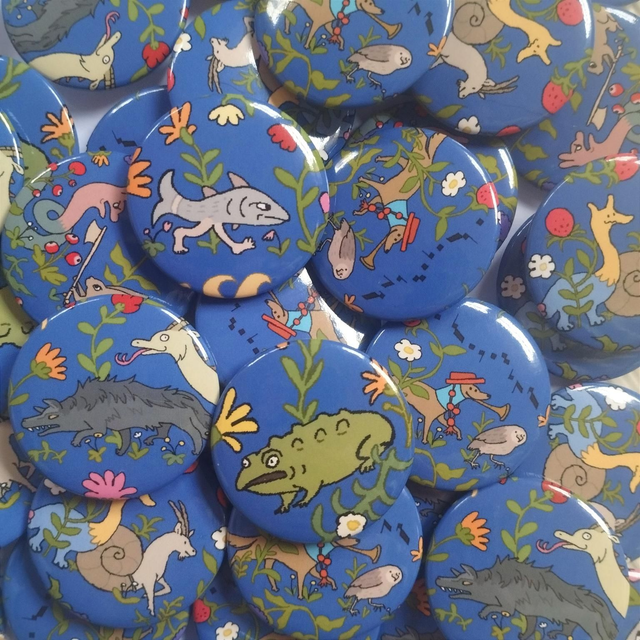 Medieval bestiary - button badges