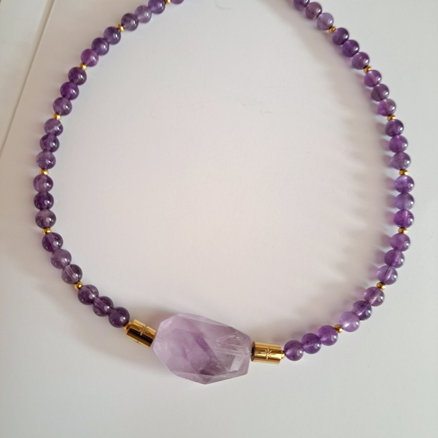 Collier Améthystes et acier