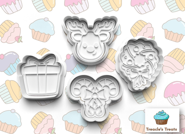 Christmas Theme Fondant/cookie stamps with cutters 0714