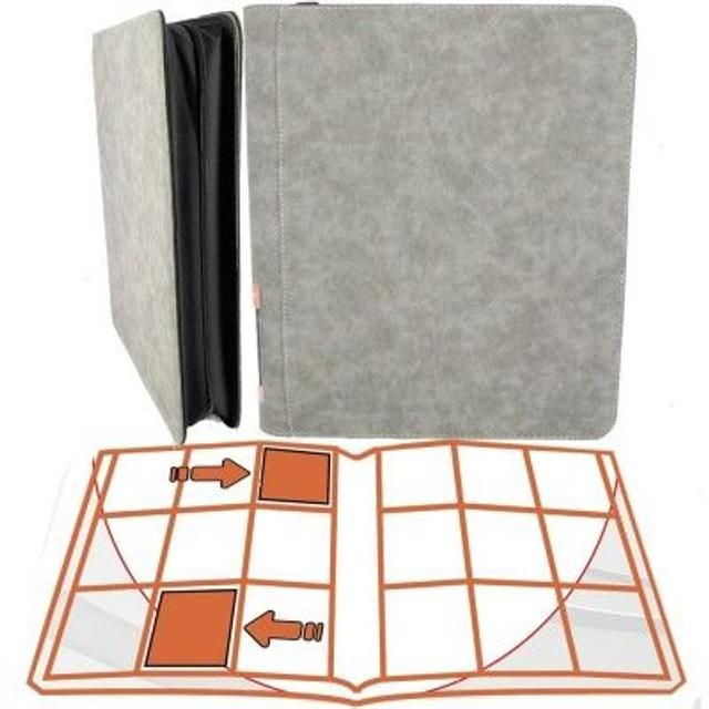 Phoenix Shield - Portfolio - - POUR TOPLOADERS - ALBUM DELUXE ZIP - GRIS TEXTURE VELOUR - 20 pages de 9 cases (360 cartes recto-verso) - POUR TOPLOADERS