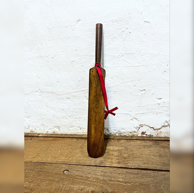 Victorian Miniature Cricket Bat Page Turner – Willow Wood with Twine Handle