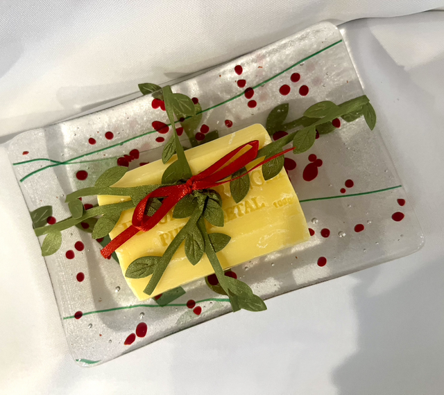 Festive Fused Glass Trinket / Soap Dish