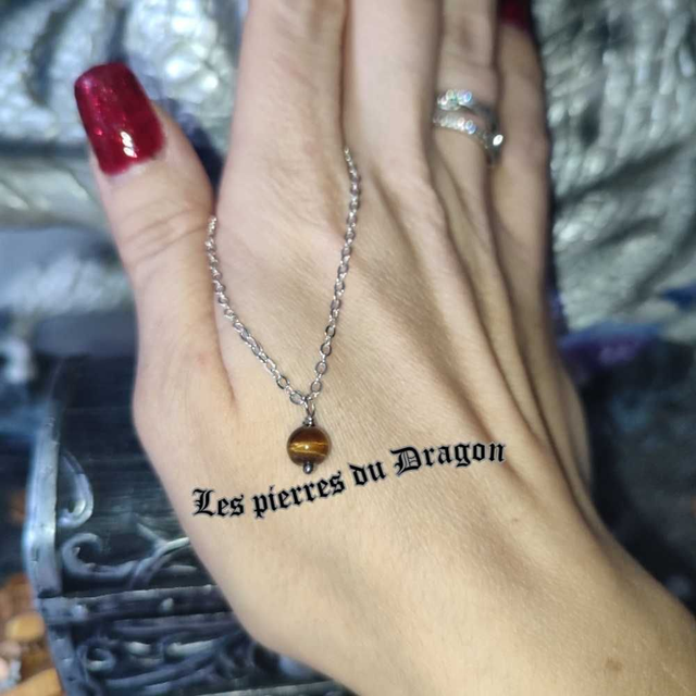 collier fin oeil de tigre