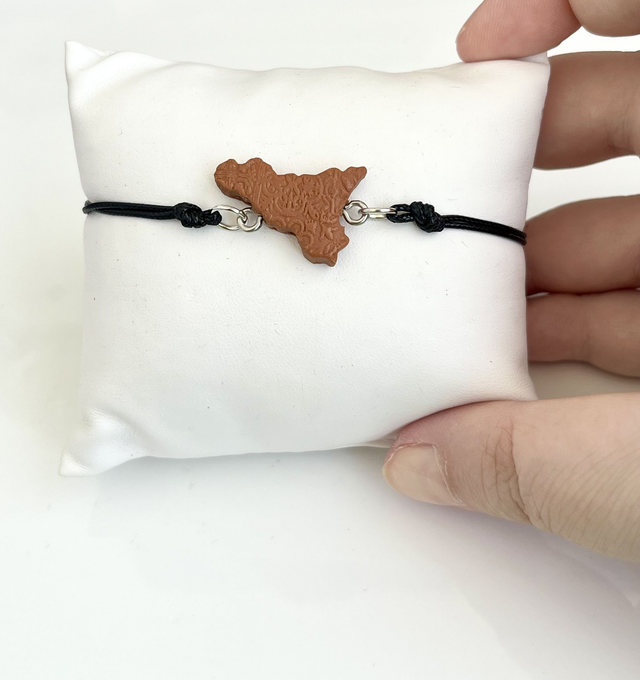Bracciale Sicilia unisex con Maioliche in rilievo - Marrone