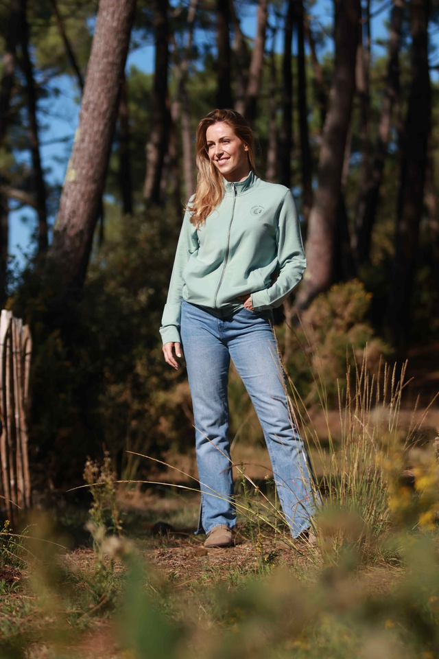 SWEAT-SHIRT ZIPPÉ SANS CAPUCHE - VERT JADE