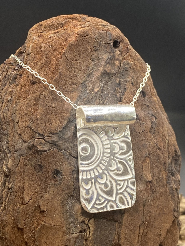 Fine Silver Rolled and Textured Pendant