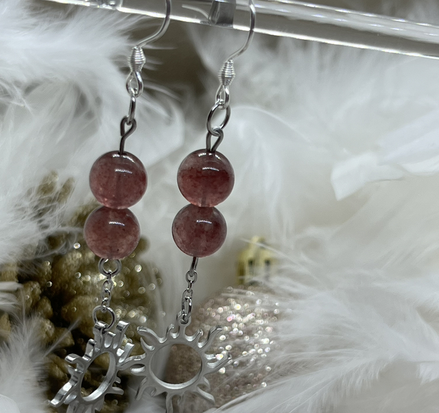 Boucles soleil quartz fraise 
