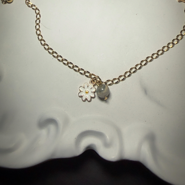 Bracelet classique fleur et pierre de labradorite