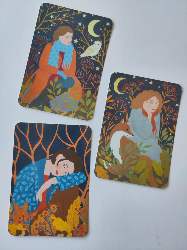 Set van 3 postkaarten "Nacht in het bos"