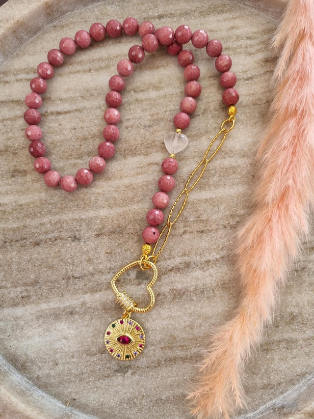 Kette Rhodonit, facettiert 