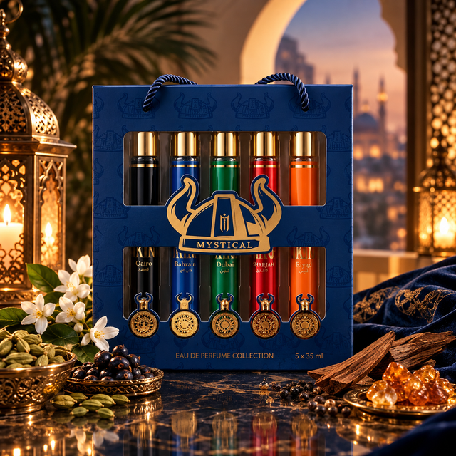 VIKING Coffret de 5 Eaux de Parfum Homme 35 ml – Collection Fraîche, Aromatique, Boisée &amp; Ambrée, Coffret Bleu
