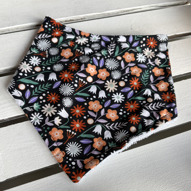 Black Ditsy Floral Bamboo Dribble Bib 