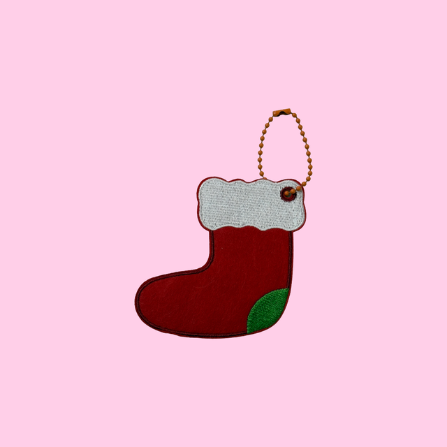 Friendship charm - Christmas Sock (w/ iron-on backing)