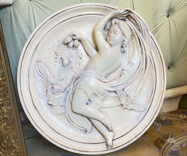 Putte  Wandrelief Wanddeko Mond Friedens Taube 