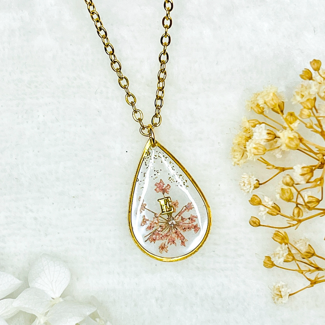 Collier FLEUR séchée et Lettre