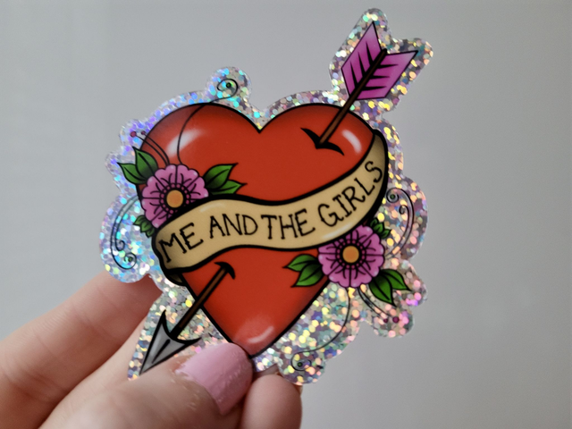 Glitter Me and the Girls Tattoo Heart Vinyl Sticker