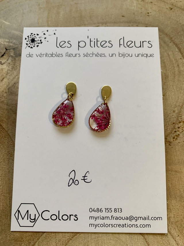 Roses : boucles d'oreilles clous
