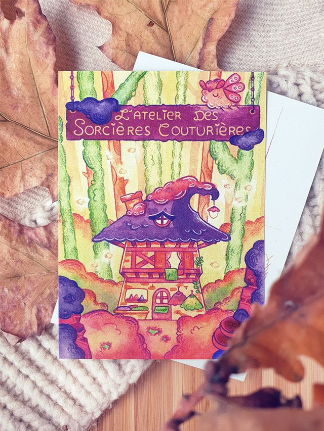 Carte postale « L'atelier des sorcières couturières »