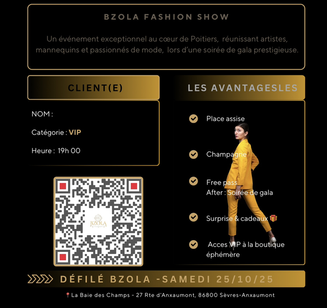 PASS VIP - DÉFILÉ BZOLA 