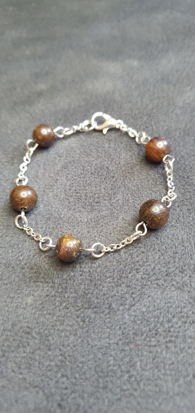 Bracelet acier inoxydable en Bronzite et Opale boulder 
