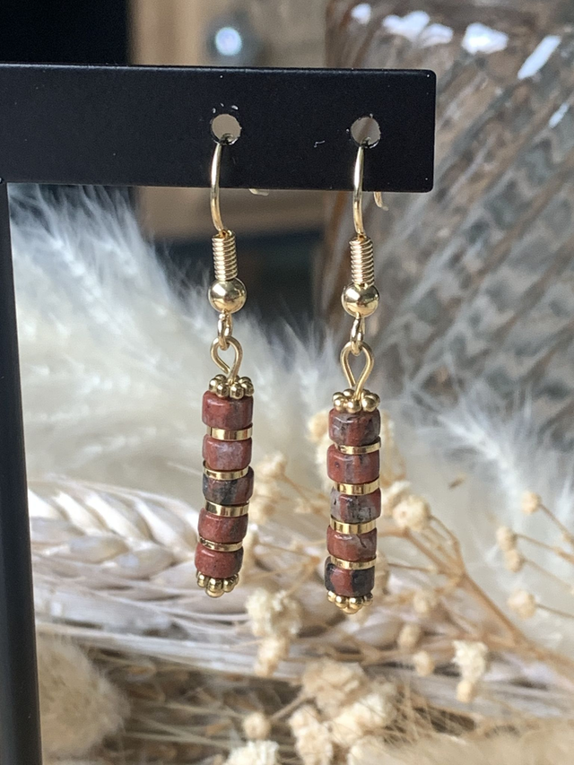Boucles d'oreilles Soléa Granit Rouge